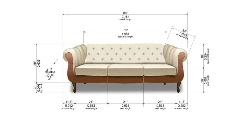 Guide To Standard Sofa Dimensions In, Minimum Size Of L Shape Sofa