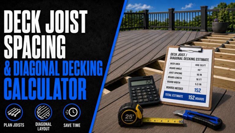 Deck Joist Spacing and Diagonal Decking Calculator