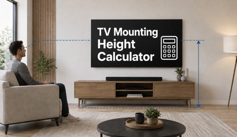 TV Mounting Height Calculator (55″, 65″, 75″, 85″)